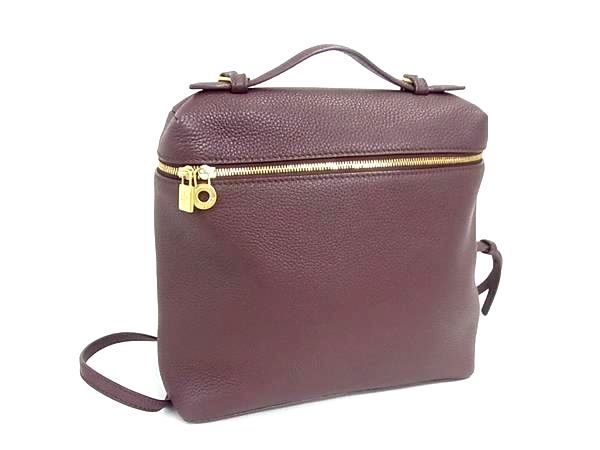 Loro Piana Leather Backpack Bordeaux