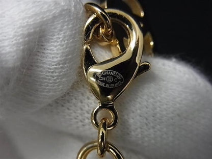 Chanel Logo CC Leather Rhinestone Pearl Roller Skates Necklace Gold — view 4