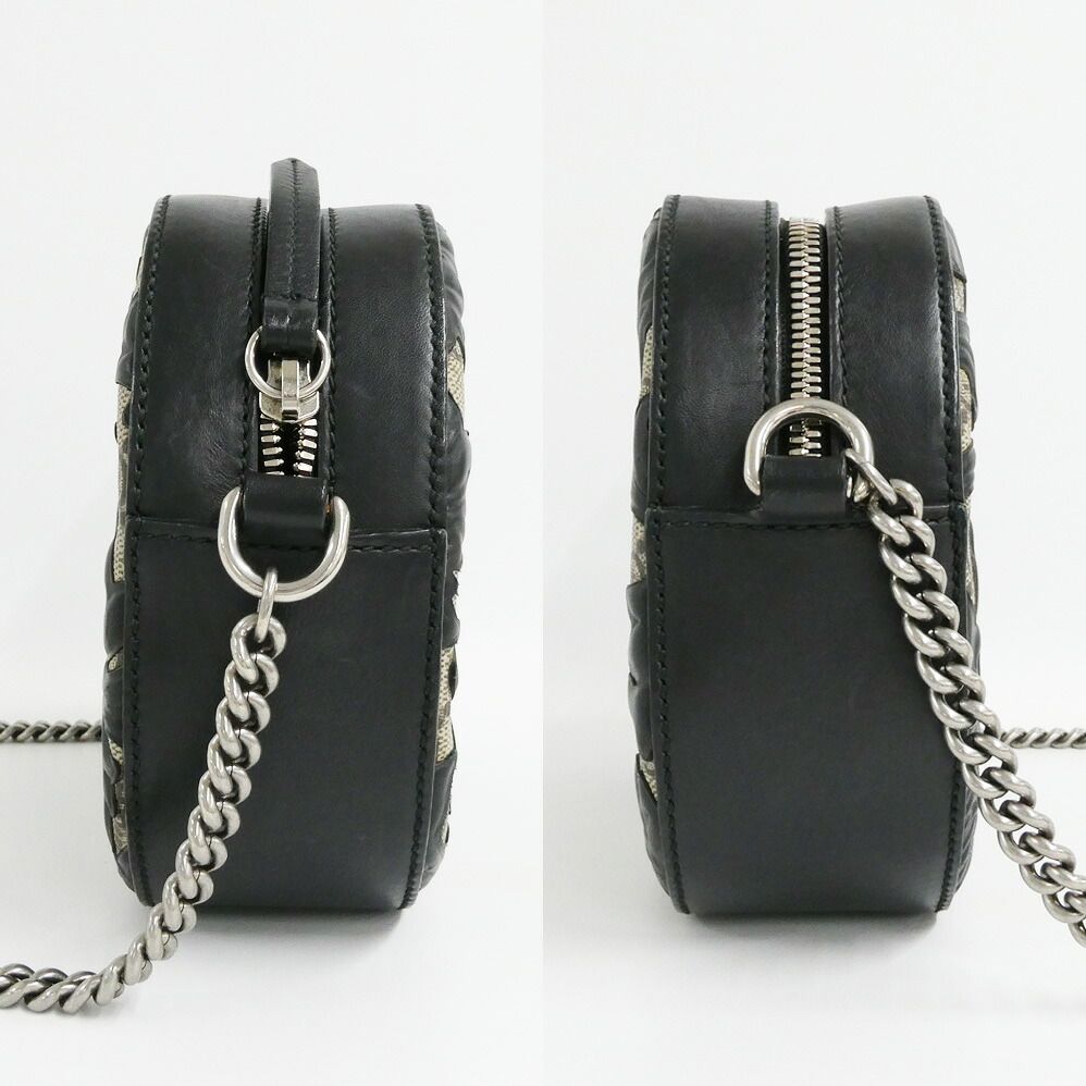 Gucci Arabesque GG Supreme Chain Shoulder Bag Beige Black Canvas Leather — view 4