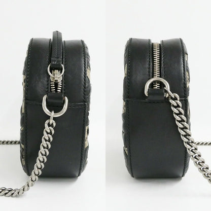 Gucci Arabesque GG Supreme Chain Shoulder Bag Beige Black Canvas Leather — view 4
