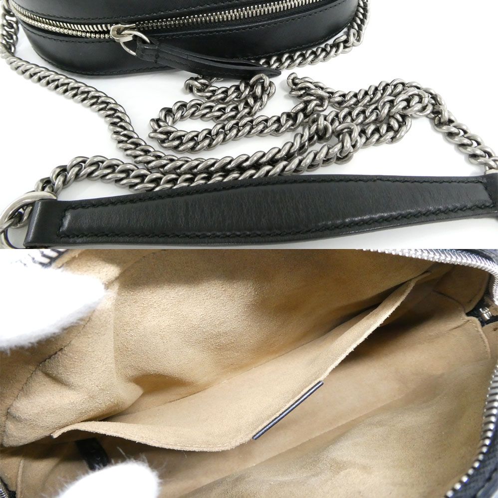 Gucci Arabesque GG Supreme Chain Shoulder Bag Beige Black Canvas Leather — view 7