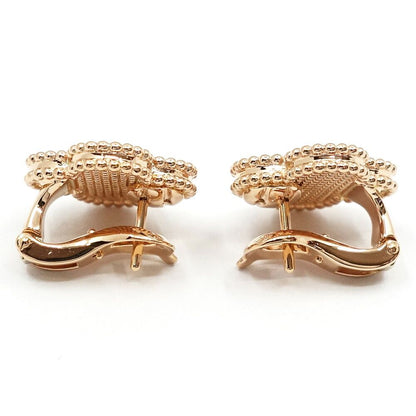 Van Cleef & Arpels 18K Pink Gold Vintage Alhambra Earrings Mimosa Textured Rose — view 5