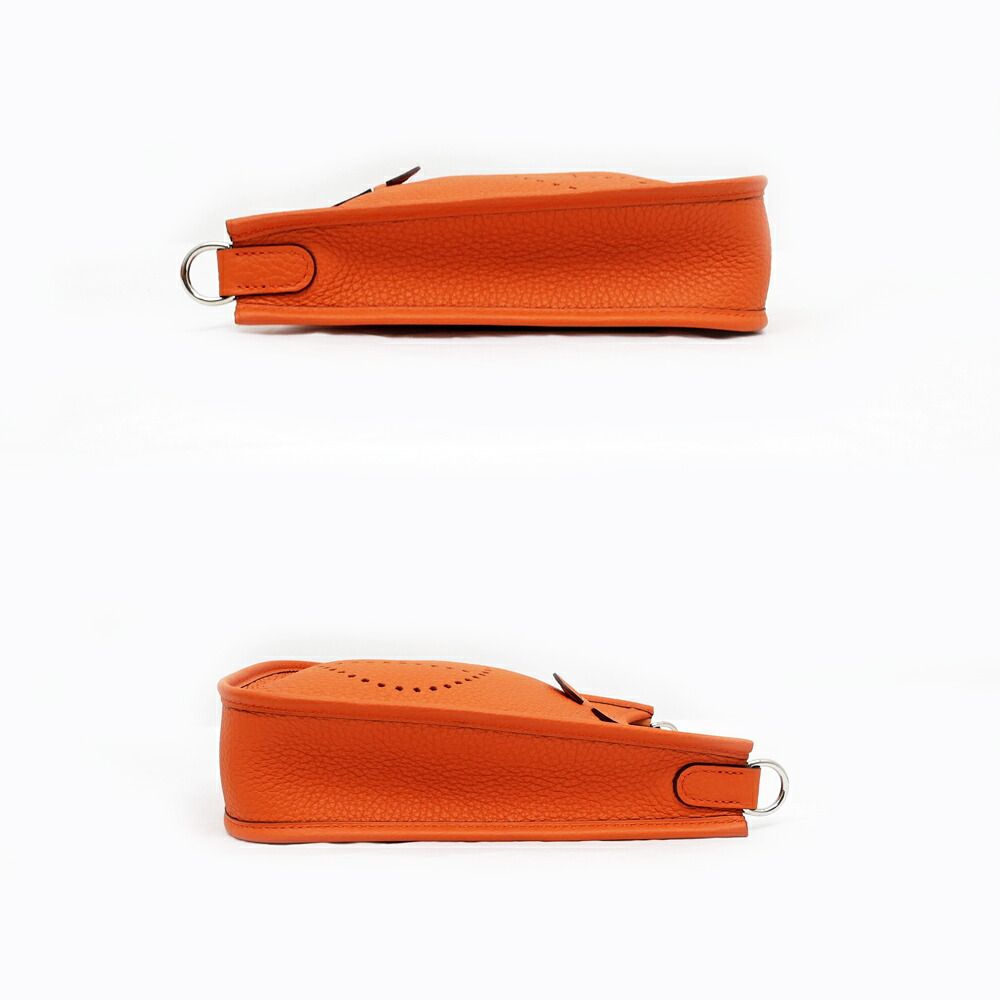 Hermes Evelyne TPM Orange Silver Taurillon Clemence Leather Shoulder Bag — view 3