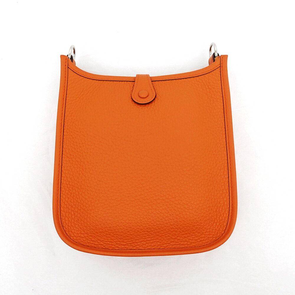 Hermes Evelyne TPM Orange Silver Taurillon Clemence Leather Shoulder Bag — view 2