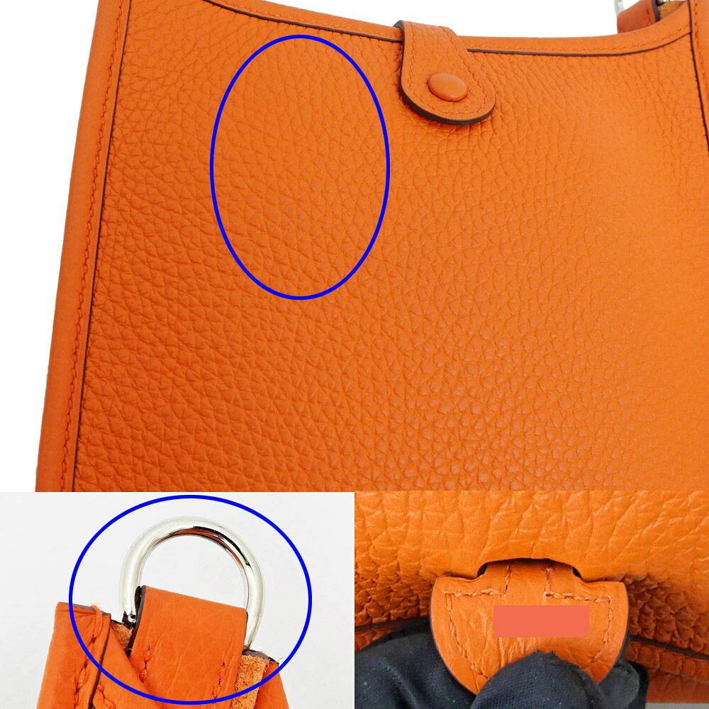 Hermes Evelyne TPM Orange Silver Taurillon Clemence Leather Shoulder Bag — view 5