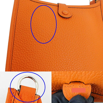 Hermes Evelyne TPM Orange Silver Taurillon Clemence Leather Shoulder Bag — view 5