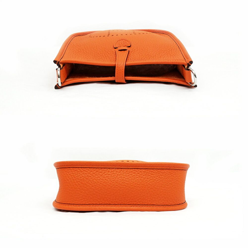 Hermes Evelyne TPM Orange Silver Taurillon Clemence Leather Shoulder Bag — view 4