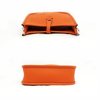 Hermes Evelyne TPM Orange Silver Taurillon Clemence Leather Shoulder Bag — view 4