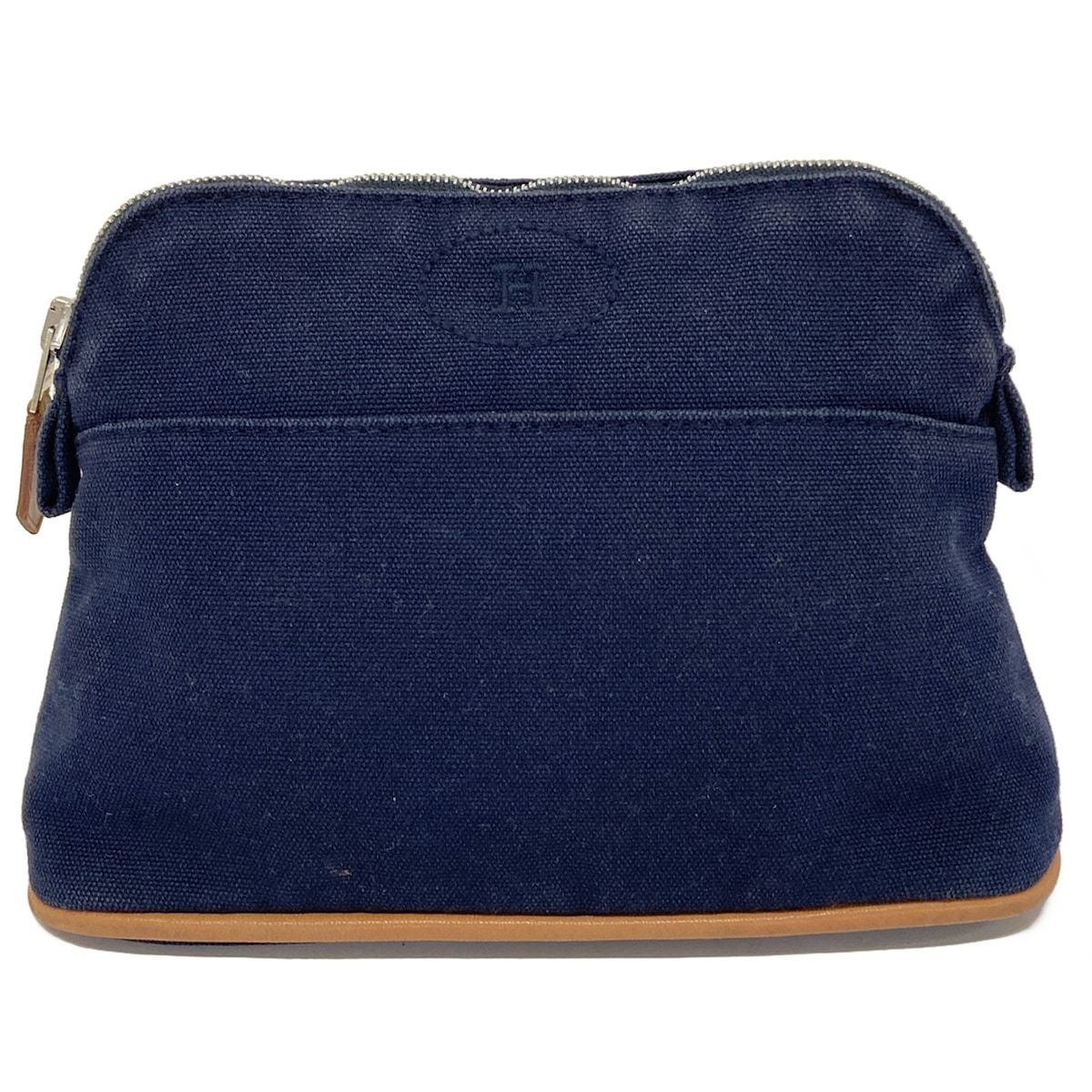 Hermes Pouch Bolide 20 Navy Light Brown Leather