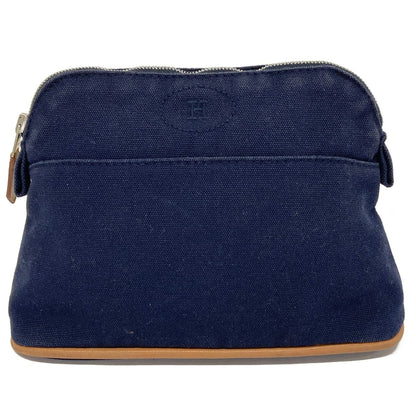Hermes Pouch Bolide 20 Navy Light Brown Leather