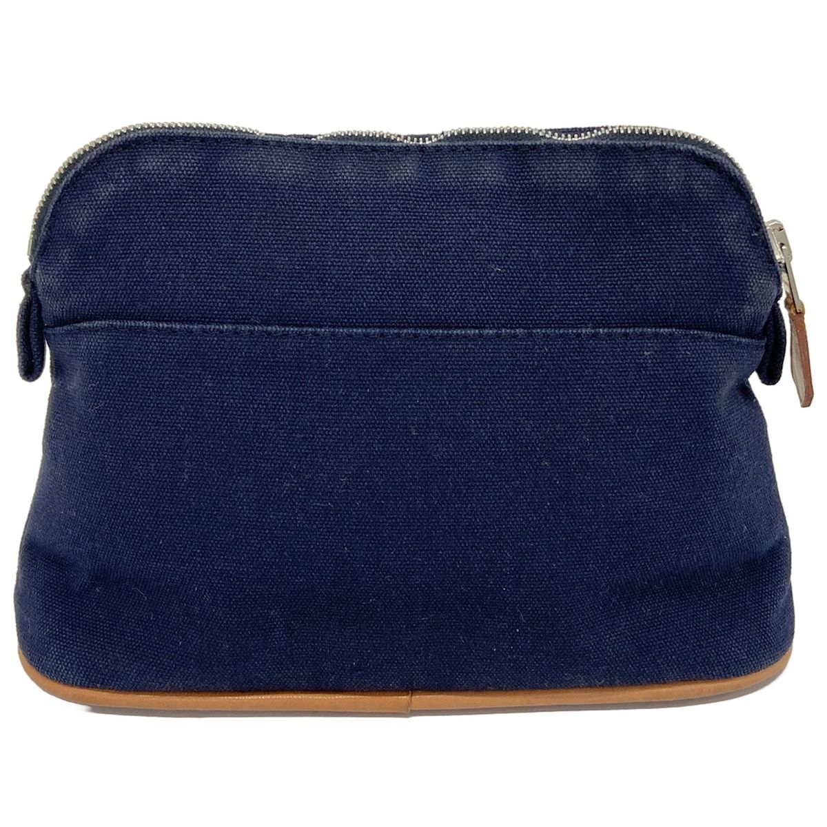 Hermes Pouch Bolide 20 Navy Light Brown Leather — view 2