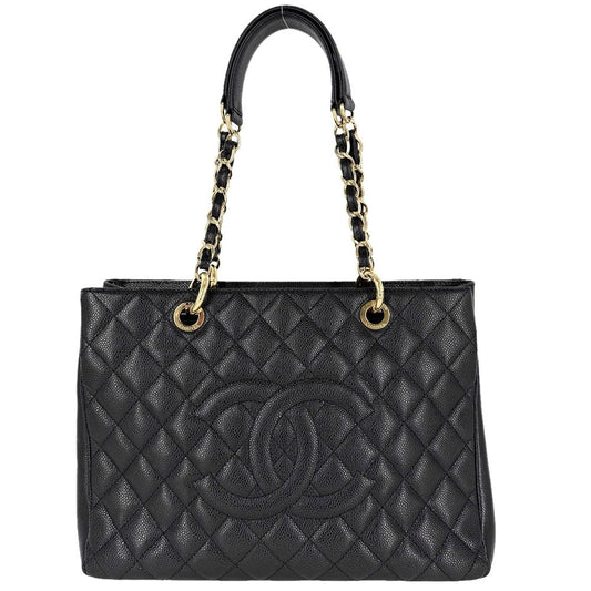 Chanel Handle Grand Shopping Tote Bag GST Quilted Chain CC Logo Shoulder Caviar