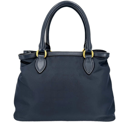 Prada 2-Way Shoulder Bag Handle Nylon Leather Navy Gold — view 2