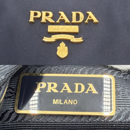 Prada 2-Way Shoulder Bag Handle Nylon Leather Navy Gold — view 5
