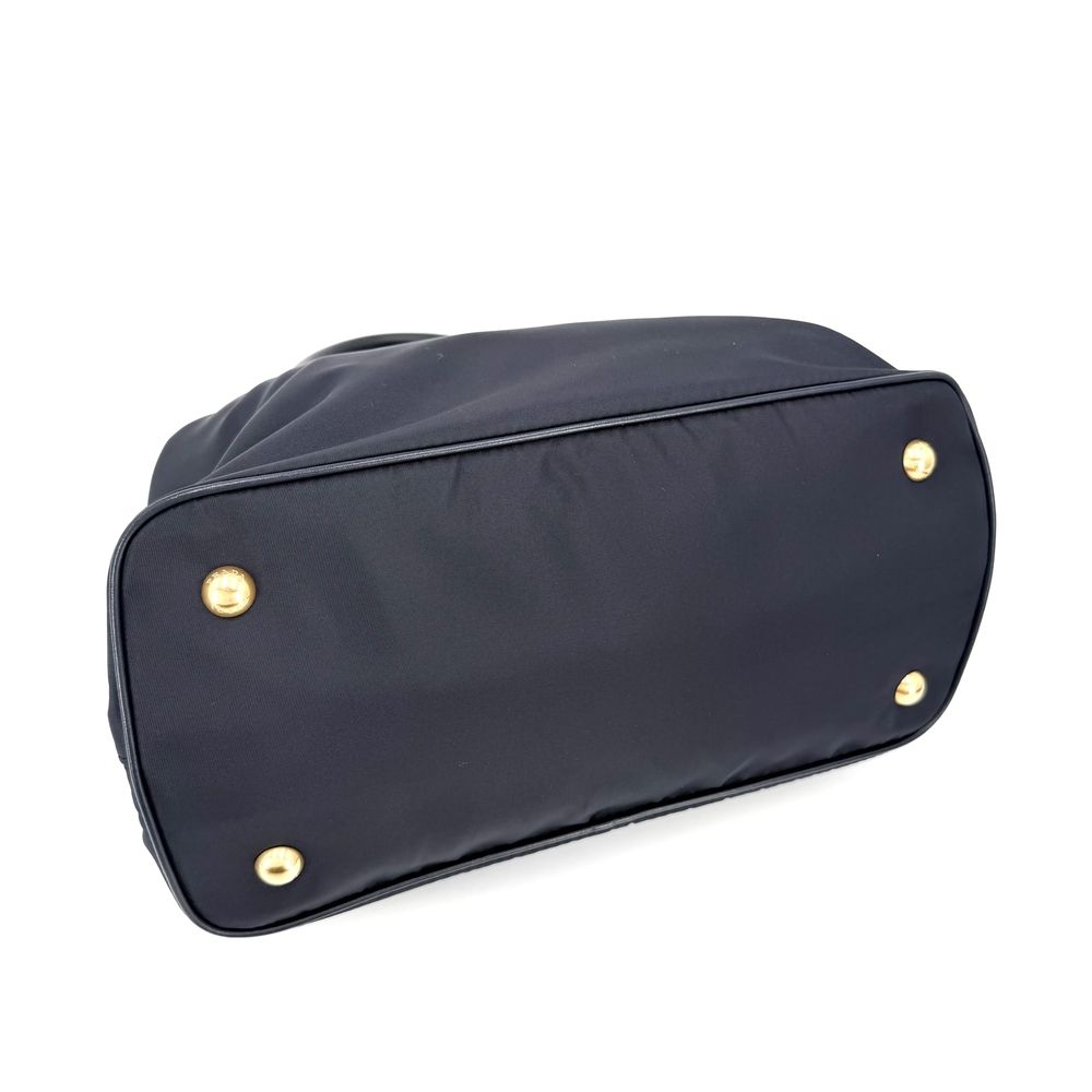 Prada 2-Way Shoulder Bag Handle Nylon Leather Navy Gold — view 3