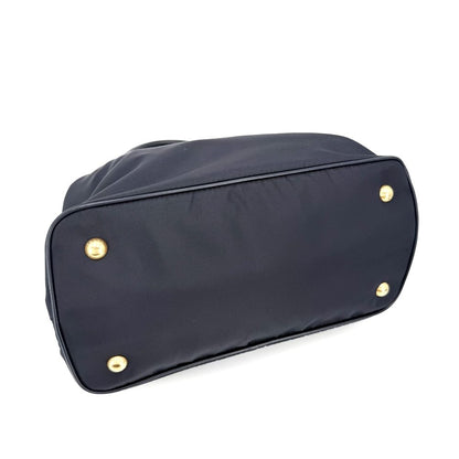 Prada 2-Way Shoulder Bag Handle Nylon Leather Navy Gold — view 3