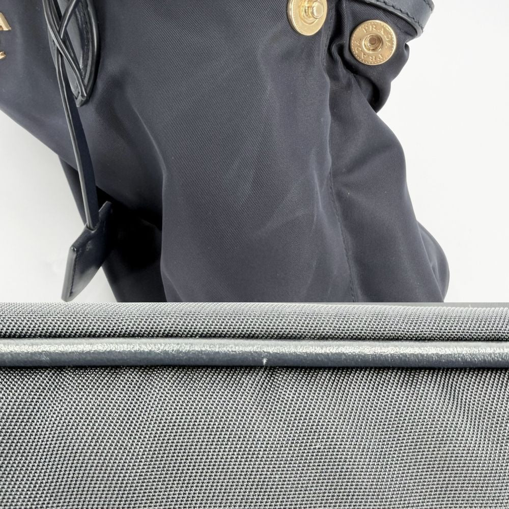 Prada 2-Way Shoulder Bag Handle Nylon Leather Navy Gold — view 6