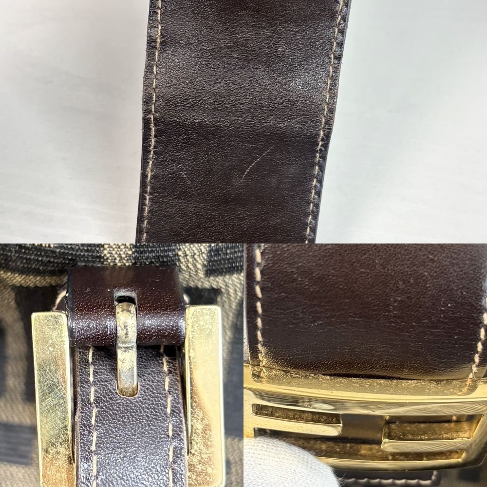 Fendi Tote Zucca Handle Shoulder Bag Canvas Leather Brown Gold — view 8