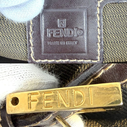 Fendi Tote Zucca Handle Shoulder Bag Canvas Leather Brown Gold — view 5