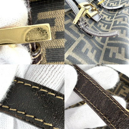 Fendi Tote Zucca Handle Shoulder Bag Canvas Leather Brown Gold — view 7