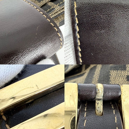 Fendi Tote Zucca Handle Shoulder Bag Canvas Leather Brown Gold — view 6