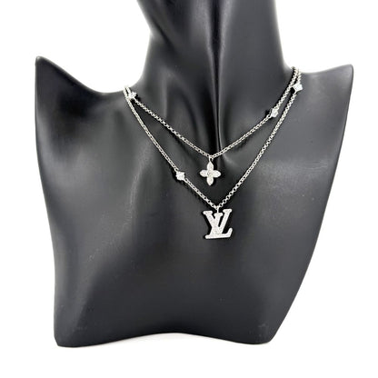 Louis Vuitton Necklace Chain Monogram with Adjustable Star Rhinestone Silver — view 3