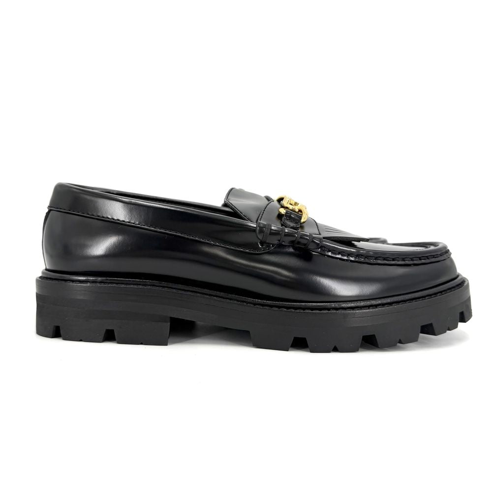 Celine Loafers Margaret Triomphe Shoes Fringe Leather Black Gold — view 2