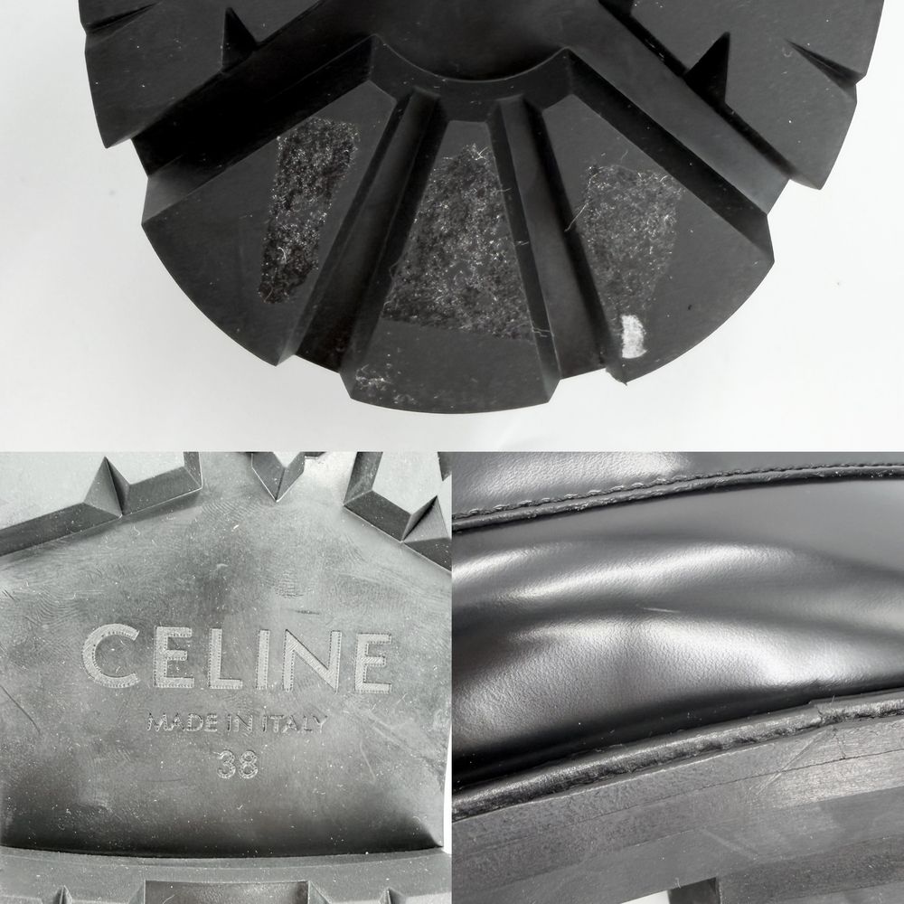 Celine Loafers Margaret Triomphe Shoes Fringe Leather Black Gold — view 8