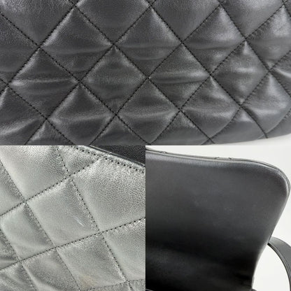Chanel Shoulder Bag Quilted CC Logo Bag Crossbody Lambskin Black Gold — view 6