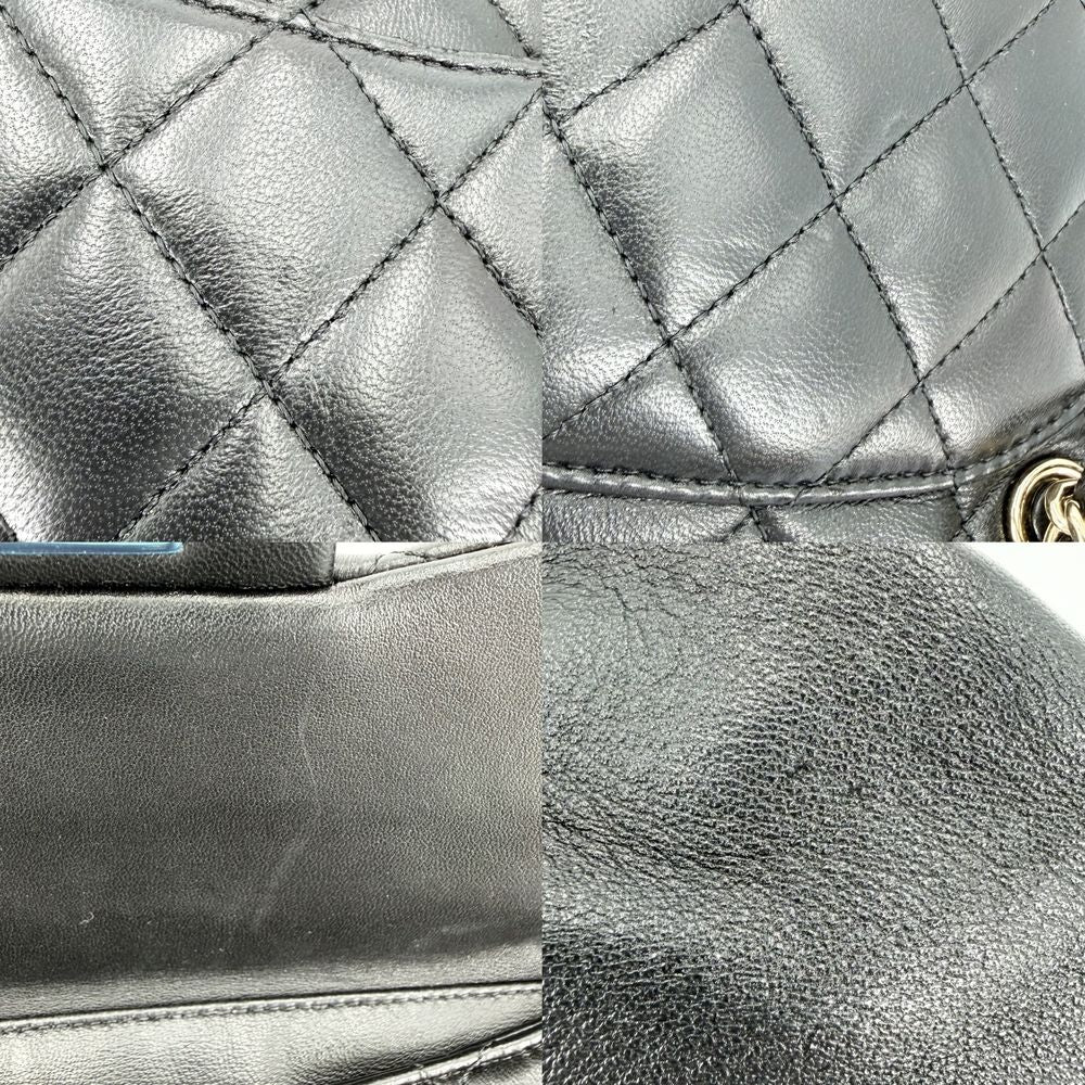 Chanel Backpack CC Logo Quilted Drawstring Leather Black Gold — view 6