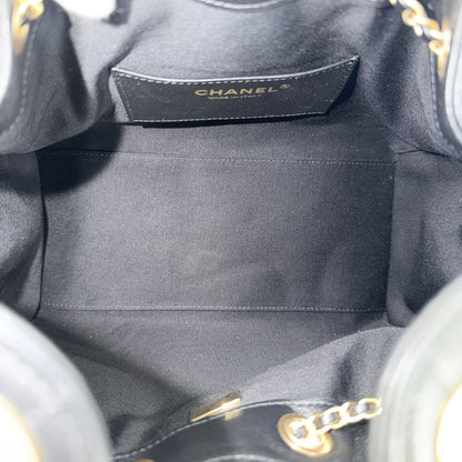 Chanel Shoulder Bag 25 Small Handle Chain CC Logo Caviar Leather Black Gold — view 4