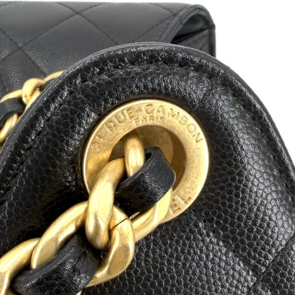 Chanel Shoulder Bag 25 Small Handle Chain CC Logo Caviar Leather Black Gold — view 6