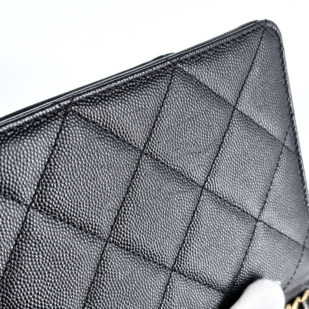 Chanel Shoulder Bag Quilted Crossbody CC Logo Turnlock Caviar Leather Black Gold — view 6