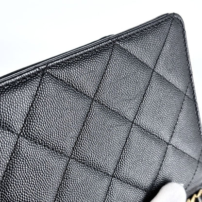 Chanel Shoulder Bag Quilted Crossbody CC Logo Turnlock Caviar Leather Black Gold — view 6