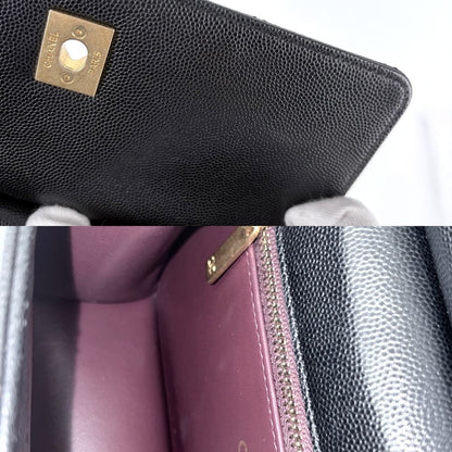 Chanel Shoulder Bag Quilted Crossbody CC Logo Turnlock Caviar Leather Black Gold — view 7