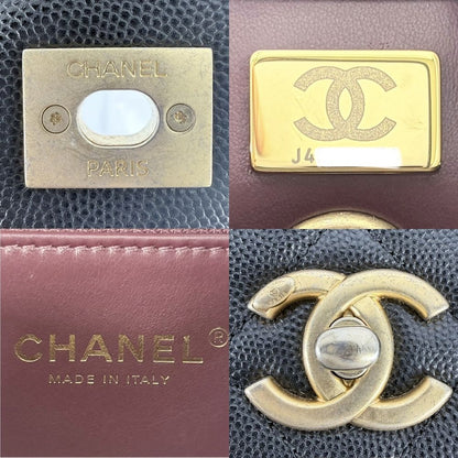Chanel Shoulder Bag Quilted Crossbody CC Logo Turnlock Caviar Leather Black Gold — view 5