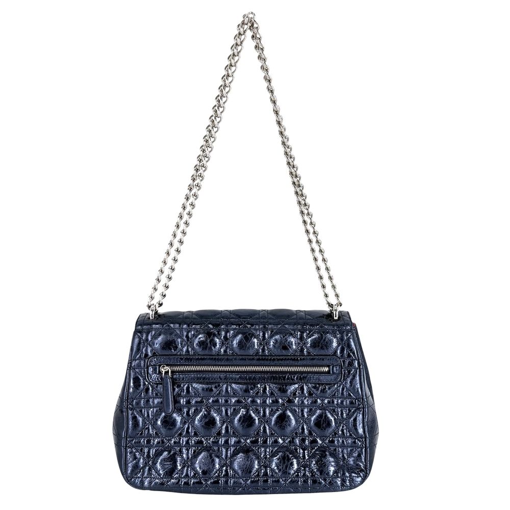 Dior 2-Way Cannage New Rock Metallic Shoulder Bag Crossbody Handle Leather Blue — view 2