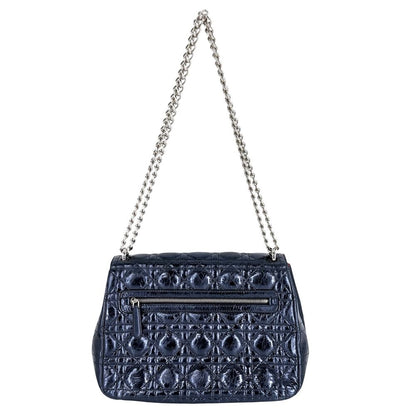 Dior 2-Way Cannage New Rock Metallic Shoulder Bag Crossbody Handle Leather Blue — view 2