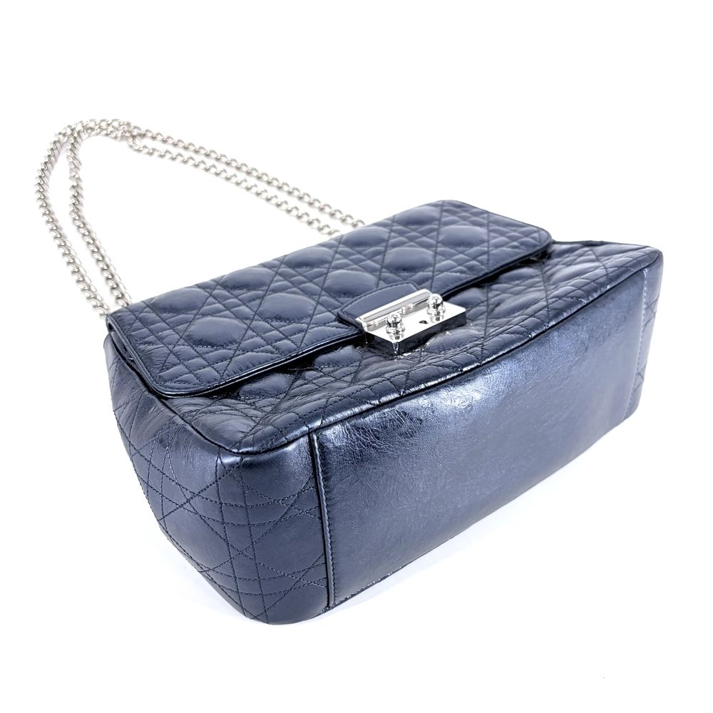 Dior 2-Way Cannage New Rock Metallic Shoulder Bag Crossbody Handle Leather Blue — view 3