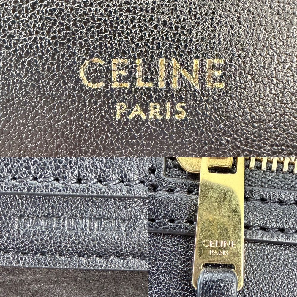 Celine 2-Way Little Luggage Handle Shoulder Bag Crossbody Leather Black Gold — view 5