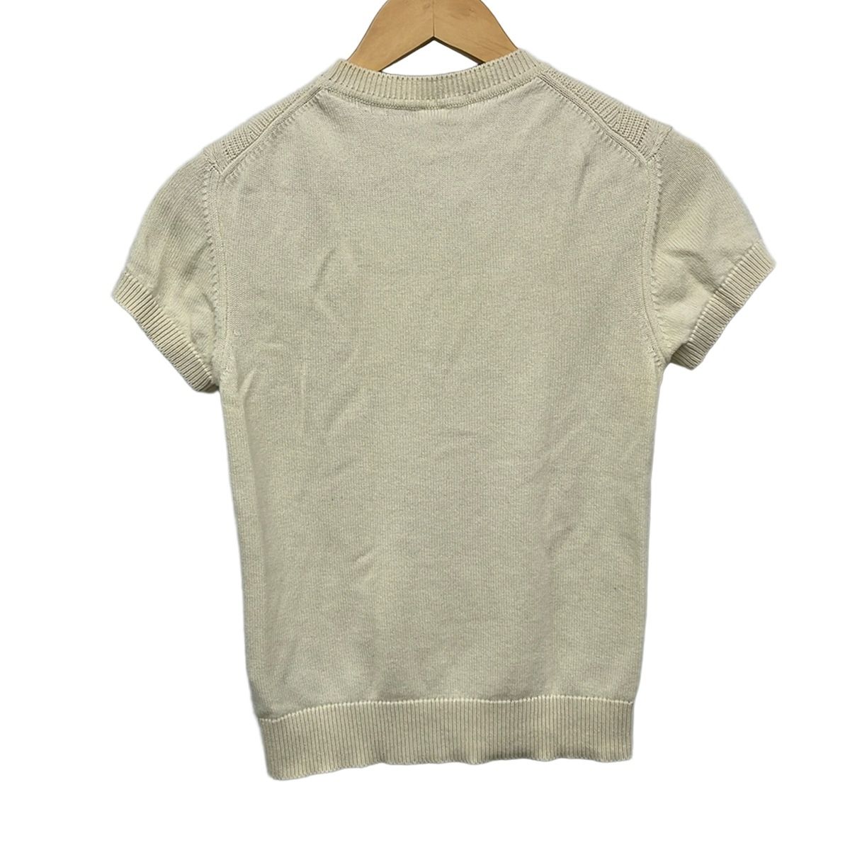 Hermes Short Sleeve Sweater S 3 D 1 Ivory Crew Neck Cashmere Mixed 34 — view 2