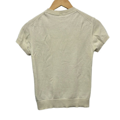 Hermes Short Sleeve Sweater S 3 D 1 Ivory Crew Neck Cashmere Mixed 34 — view 2