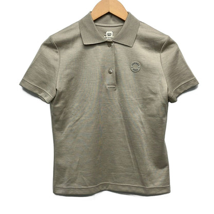 Hermes Short Sleeve Polo Shirt S Clou de Selle 4 DI Gray Beige Silk 36