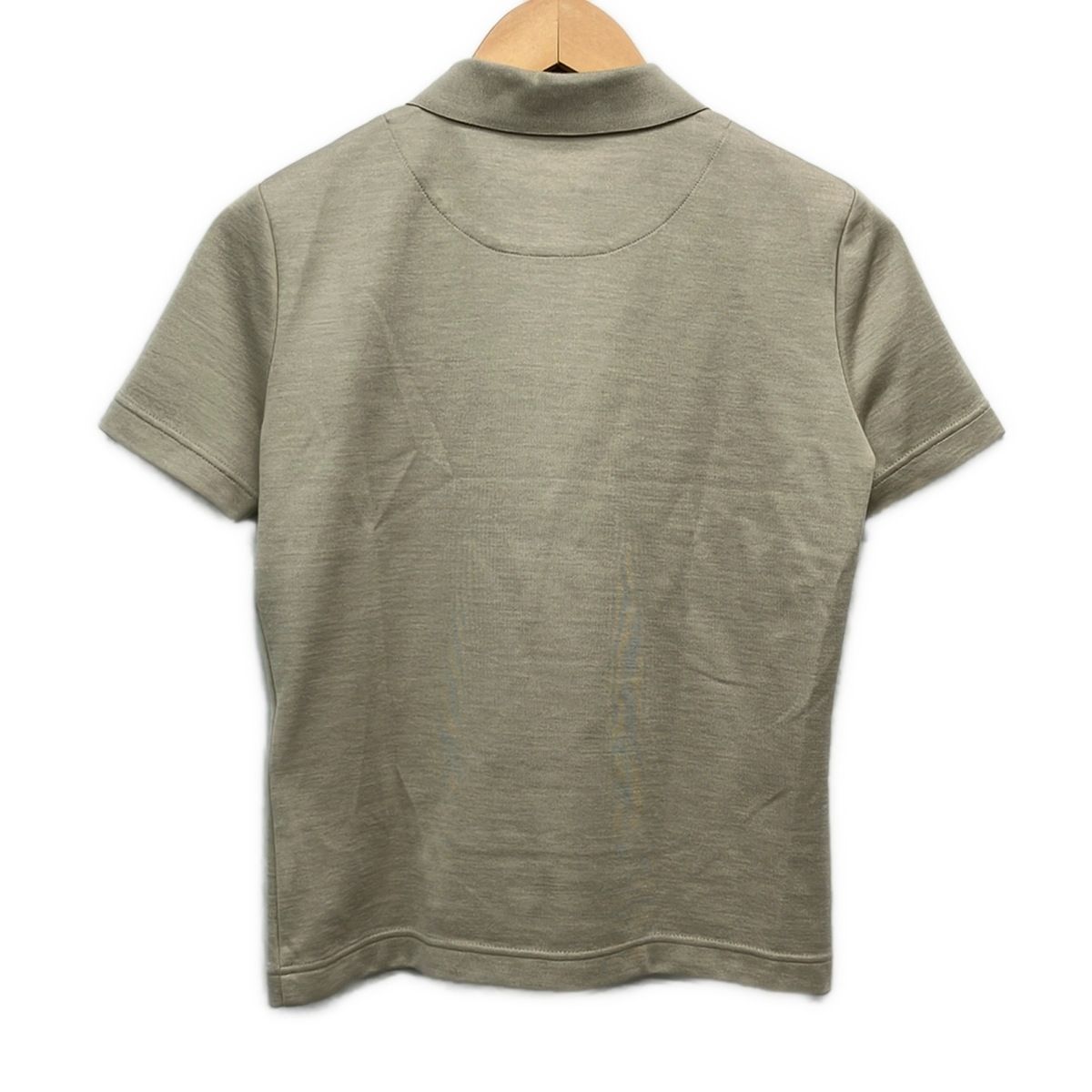 Hermes Short Sleeve Polo Shirt S Clou de Selle 4 DI Gray Beige Silk 36 — view 2