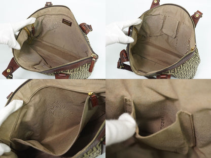 Fendi Zucchino Shoulder Bag Tote Canvas Beige Brown — view 8