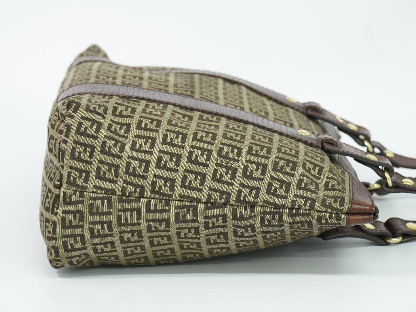 Fendi Zucchino Shoulder Bag Tote Canvas Beige Brown — view 4