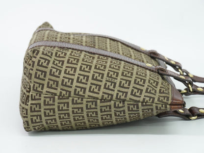 Fendi Zucchino Shoulder Bag Tote Canvas Beige Brown — view 4