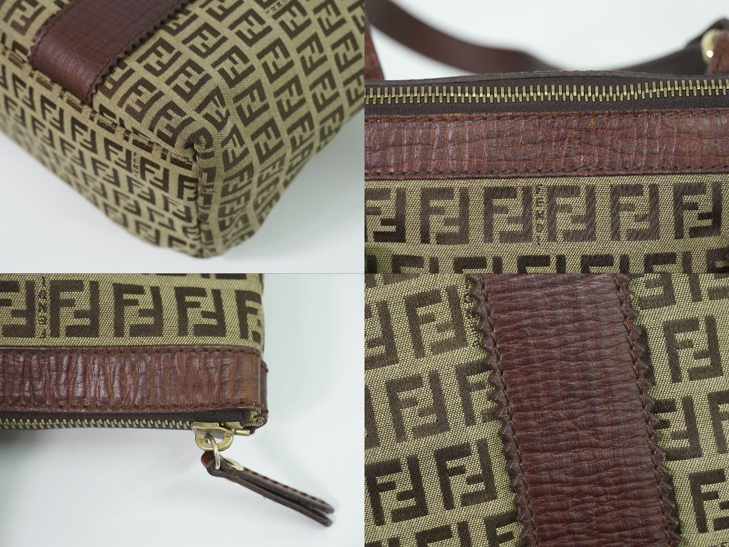 Fendi Zucchino Shoulder Bag Tote Canvas Beige Brown — view 7