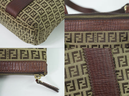 Fendi Zucchino Shoulder Bag Tote Canvas Beige Brown — view 7
