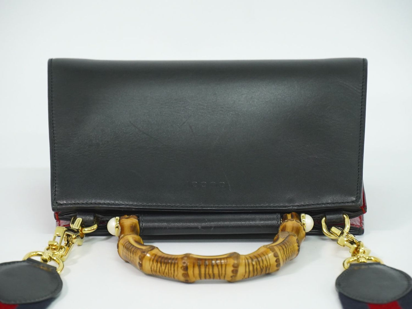 Gucci Bamboo 2-Way Shoulder Bag Handle Pochette Leather Black — view 5